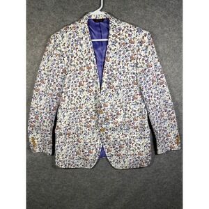 Linea Uomo Mens Paisley Blazer Sport Coat 44L White Cotton 3030S XS2